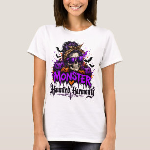 Halloween Messy Bun Skull Shirt, Cute Spooky Seaso T-Shirt