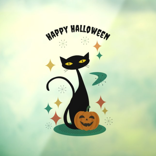 Halloween Mid Century Black Cat Sticker (Sheet 3)