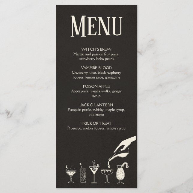 Halloween mid century modern cocktail menu (Front)