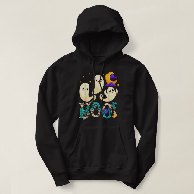 Halloween Mid Century Retro Black Cat  38 Hoodie (Design Front)