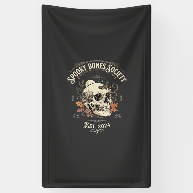 Halloween Midnight Bone Garden Banner (Vertical)
