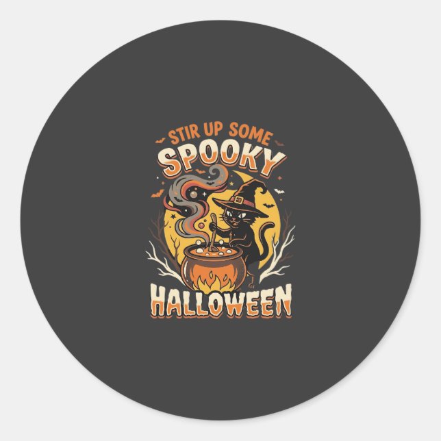 Halloween Midnight Spell Magic Classic Round Sticker (Front)