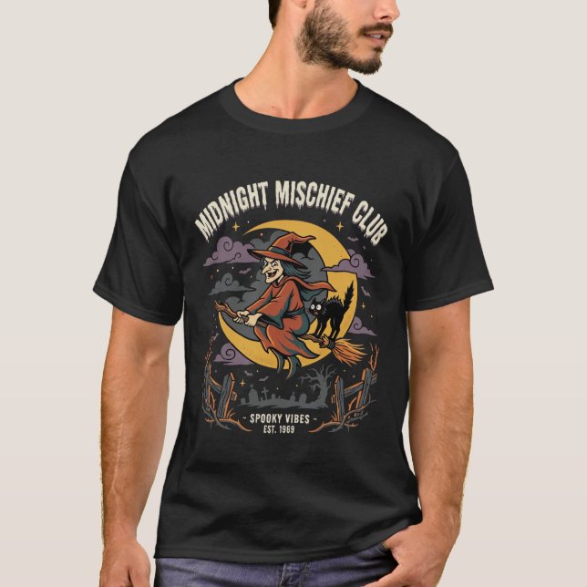 Halloween Midnight Witch Mischief T-Shirt (Front)