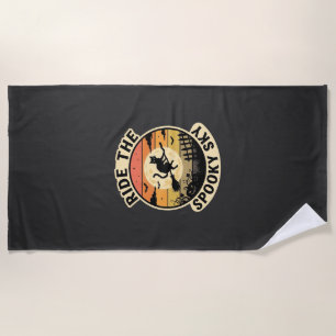Halloween Midnight Witch Sunset Beach Towel