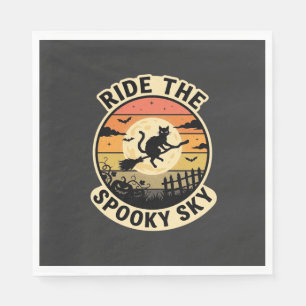 Halloween Midnight Witch Sunset Napkin