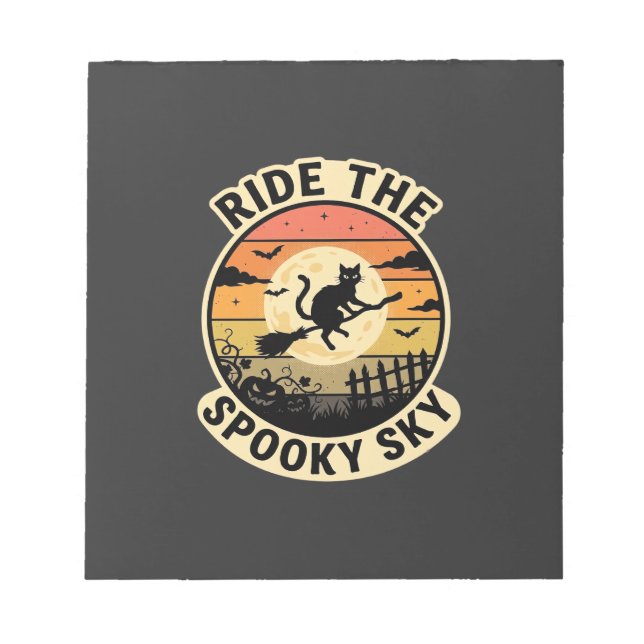 Halloween Midnight Witch Sunset Notepad (Front)