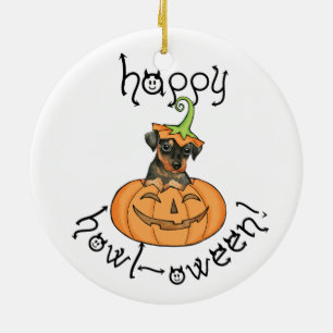 Halloween Min Pin Ceramic Tree Decoration