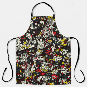 Halloween Mini Doodle Vintage Pattern Apron