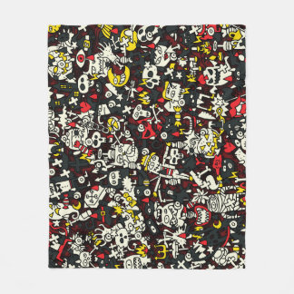 Halloween Mini Doodle Vintage Pattern Fleece Blanket
