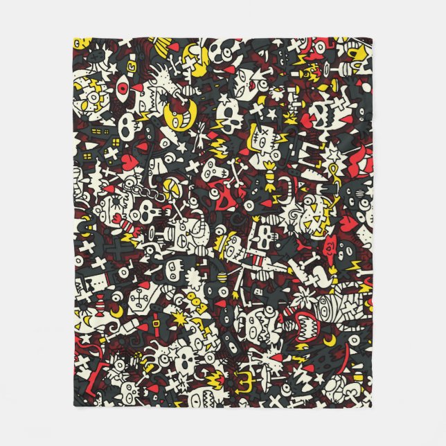 Halloween Mini Doodle Vintage Pattern Fleece Blanket (Front)