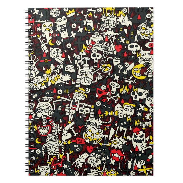 Halloween Mini Doodle Vintage Pattern Notebook (Front)