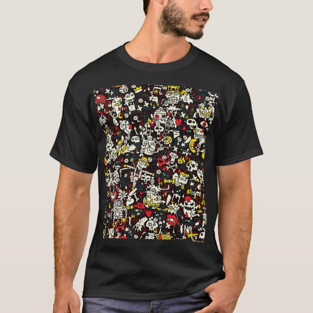 Halloween Mini Doodle Vintage Pattern T-Shirt (Front)