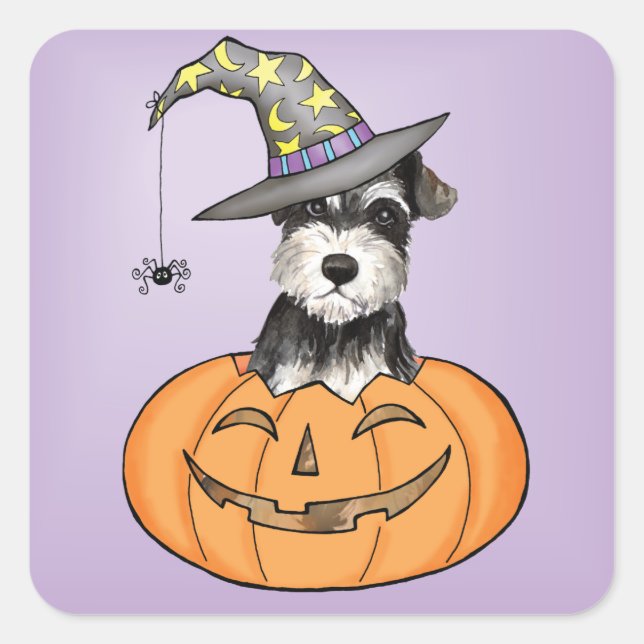 Halloween Miniature Schnauzer Square Sticker (Front)
