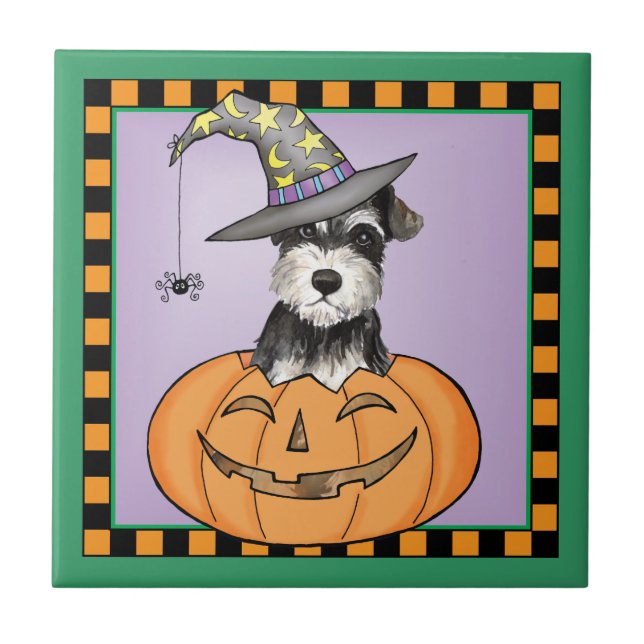 Halloween Miniature Schnauzer Tile (Front)