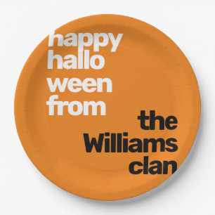 Halloween minimal simple modern party orange paper plate