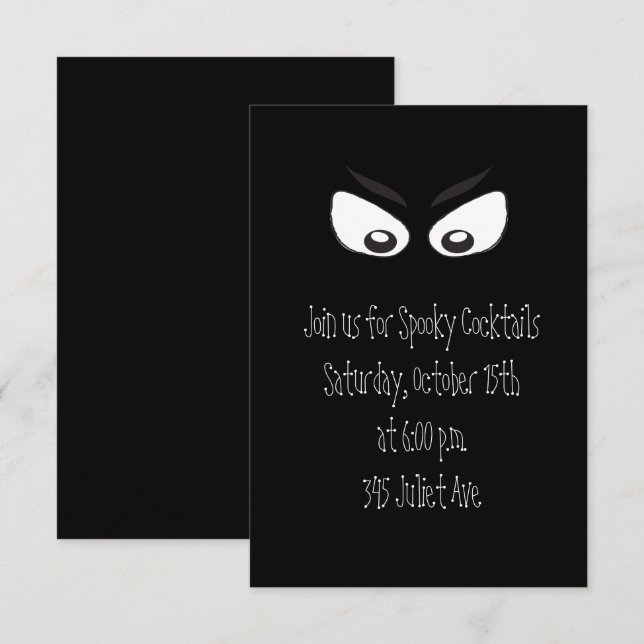 Halloween Minimalist Cute Whimsical Ghost Eyes Invitation (Front/Back)
