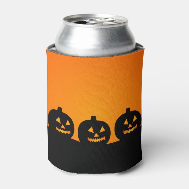 Halloween // Minimalist pumpkin silhouette Can Cooler (Can Front)