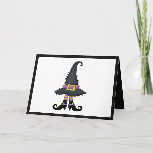 Halloween Minimalist Whimsical Witches Hat Shoes Card (Front)
