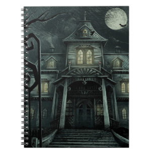 Halloween Mint Jungle Green Haunted Manor   Notebook