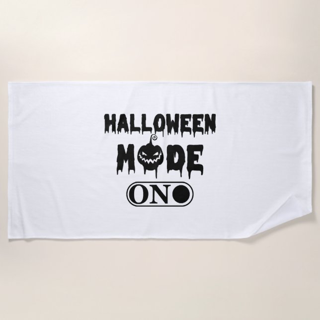 Halloween Mode On - Party Halloween Pumpkin Beach Towel (Front)