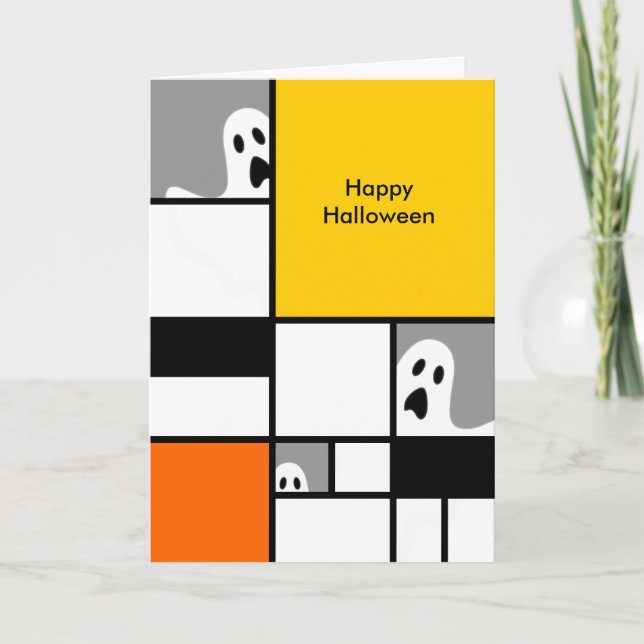 Halloween- Modern Art Ghosts Holiday Card (Front)