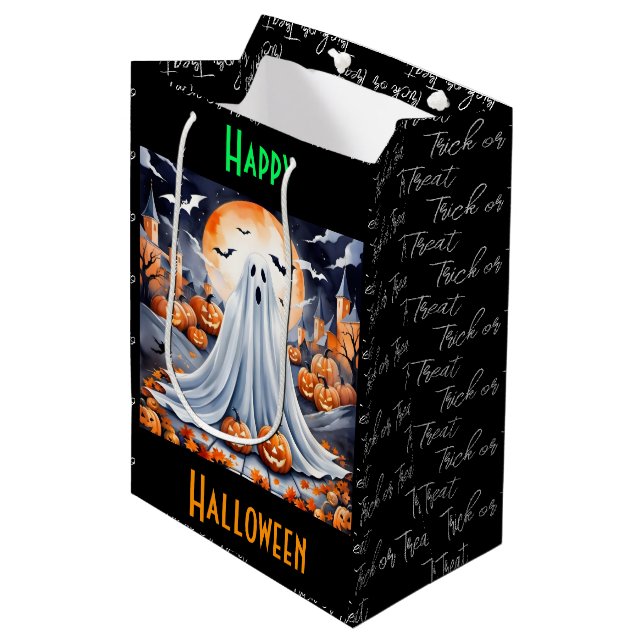 Halloween Modern Pumpkin Autumn Collection Medium Gift Bag (Front Angled)