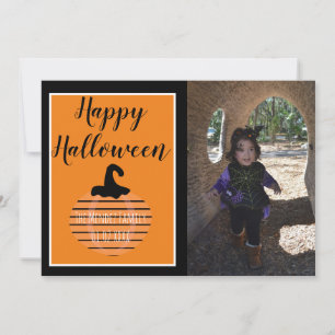 Halloween Modern Pumpkin Pattern Photo Card