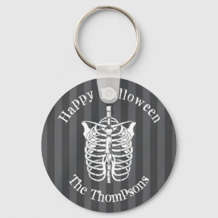 Halloween Modern Spooky Skeleton X-Ray  Key Ring
