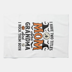 Halloween Mom Grandma Vintage Witch Shirt Design_1 Tea Towel