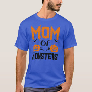 Halloween MOM Slogan Mum of Monsters Orange amp Bl T-Shirt