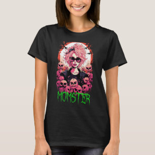 Halloween Momster Skeleton With Red Sunglasses Mom T-Shirt