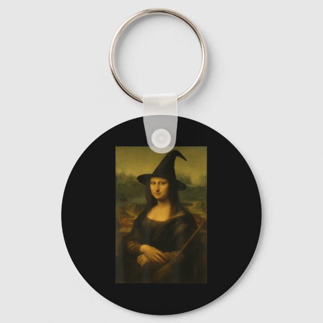 Halloween Mona Lisa Witch  Key Ring (Front)
