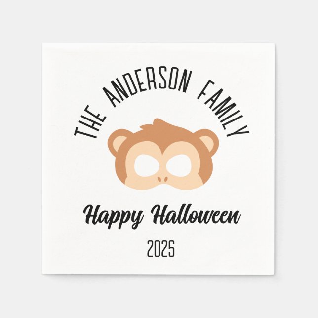 Halloween Monkey Mask Masquerade Costume Napkin (Front)