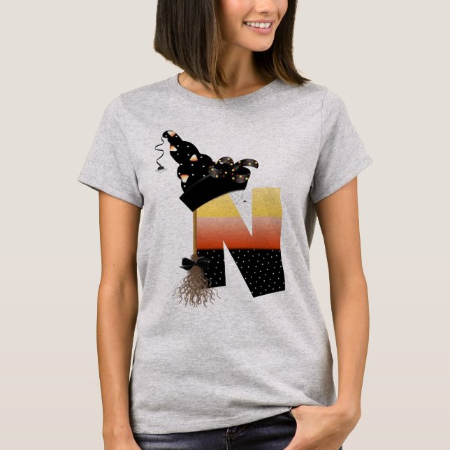 Halloween Monogram Letter N T-Shirt (Front)