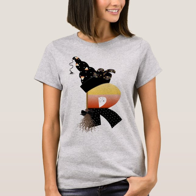 Halloween Monogram Letter R T-Shirt (Front)
