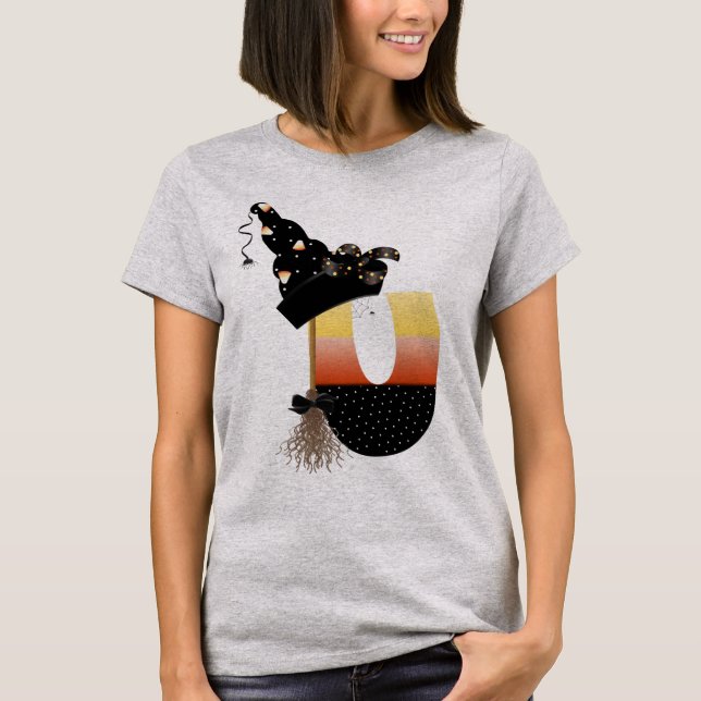 Halloween Monogram Letter U T-Shirt (Front)