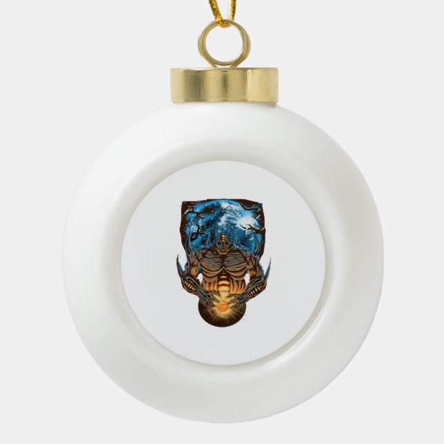 Halloween Monster          Ceramic Ball Christmas Ornament (Front)