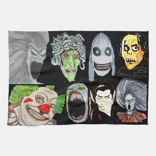 HALLOWEEN MONSTER COLLAGE TOWEL (Horizontal)