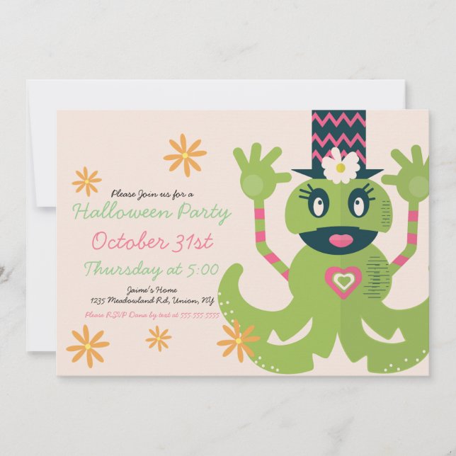 Halloween Monster Costume Party Groovy Invitation (Front)