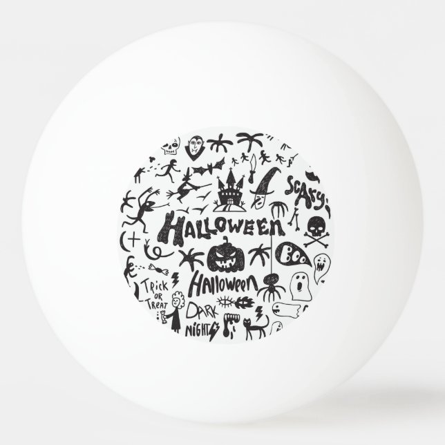 Halloween Monster Doodles Fun Ping Pong Ball (Front)