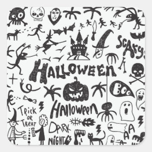 Halloween Monster Doodles Fun Square Sticker