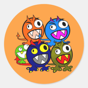 Halloween Monster Friends Classic Round Sticker