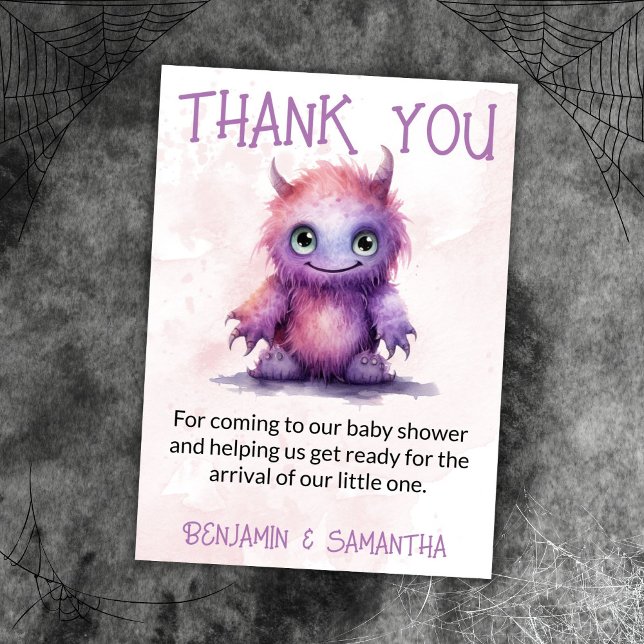 Halloween Monster Girl Baby Shower Thank You Card (Creator Uploaded)