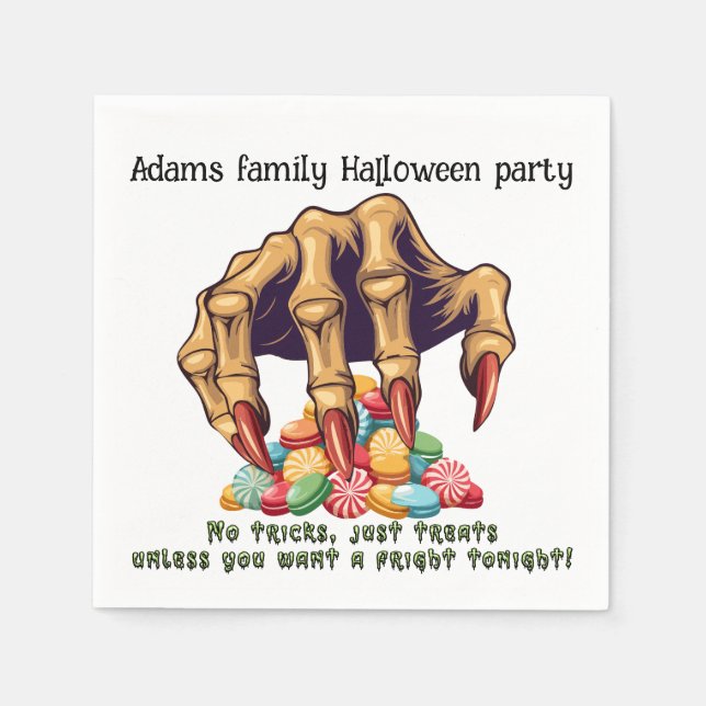 Halloween Monster Hand Candy Protector Napkin (Front)