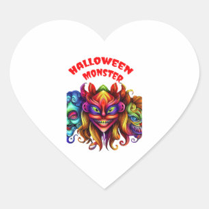 Halloween monster heart sticker