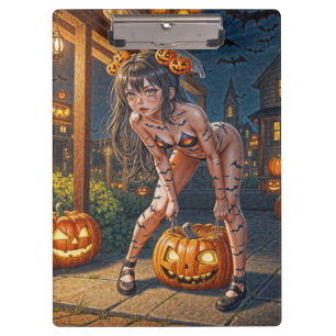 Halloween Monster Jack-o-Lantern & Bat Vixen Girl Clipboard