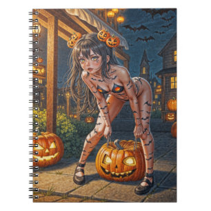 Halloween Monster Jack-o-Lantern & Bat Vixen Girl Notebook