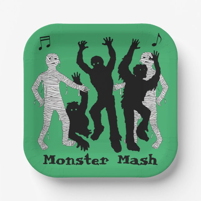Halloween Monster Mash Dance Party Paper Plate (Front)
