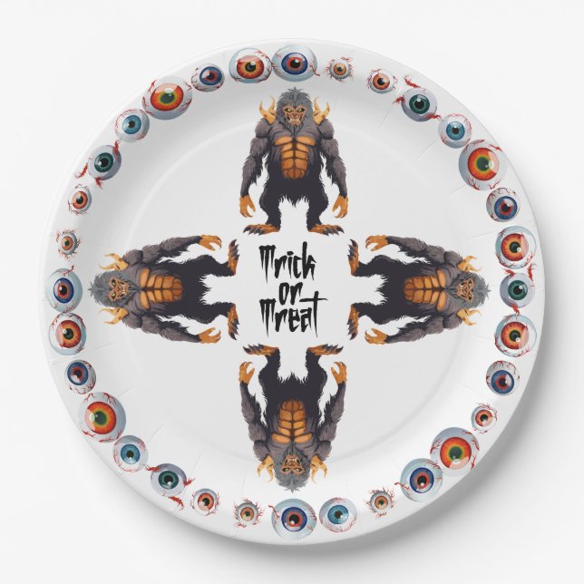 Halloween Monster Mash Gathering Paper Plate (Front)