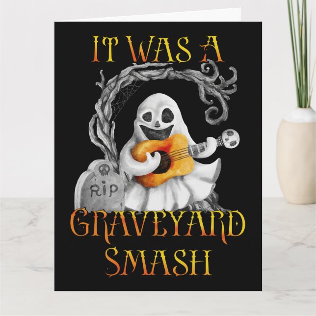 Halloween Monster Mash Ghost Graveyard Smash Card (Front)